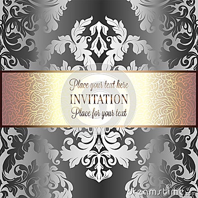 Baroque background with vintage frame Vector Illustration