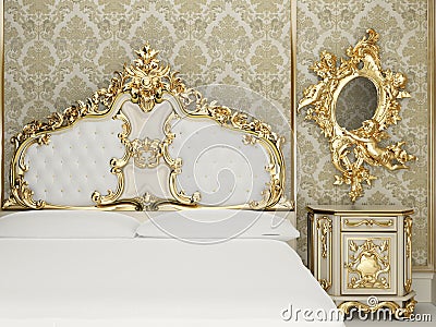 Baroque bedroom suite in royal interior Stock Photo