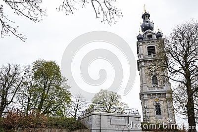 The Baroque Belfry of Mons in Belgium Stock Photo