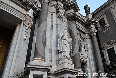 baroque cathedral (st agatha) in catania in sicily - italy Stock Photo