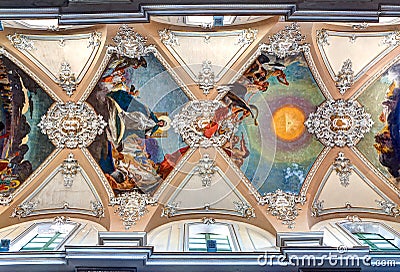 Baroque ceiling Basilica della Collegiata, Catania, Sicily, Italy Stock Photo