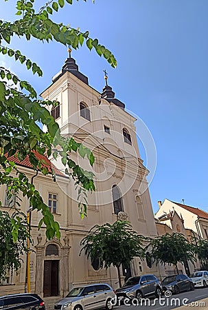 Baroque Church of the Holy Trinity, built from 1650 to 1657 in Trnava, Slovakia Stock Photo