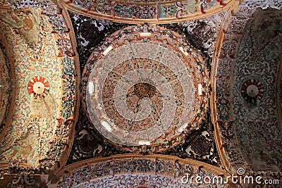 Baroque dome ceiling detail cathedral church Stock Photo