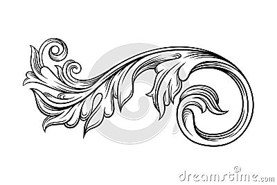 Baroque Element with Scroll and Ornamental Circular Motif Vector Illustration Vector Illustration