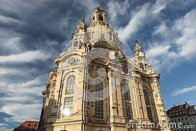 Baroque Facade of Dresden Frauenkirche Stock Photo