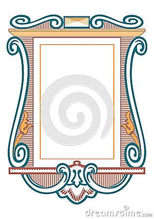 Baroque frames and decorative elements - vintage banner with ribbon Vector Illustration