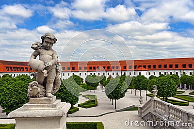 The baroque garden and statues of Bratislava Castle Stock Photo