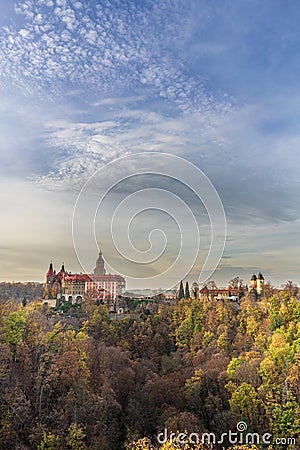 Baroque-Gothic Ksiaz Castle in a dreamy landscape Editorial Stock Photo