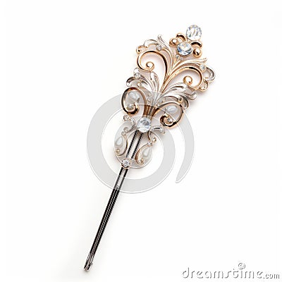 Baroque-inspired Gold And Silver Hairpin With Pearls And Crystals Stock Photo
