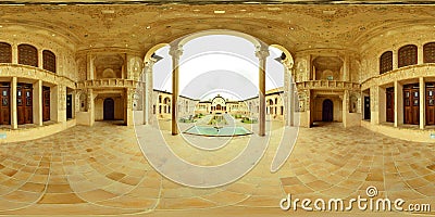 Baroque Kashan oasis palace mansion house and courtyard, Iran Stock Photo