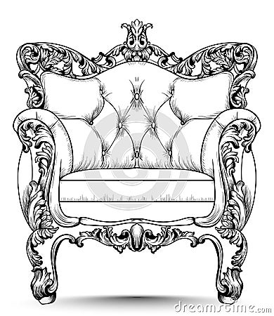 Baroque luxury armchair. Furniture with Victorian ornamented decor. Vector realistic designs Vector Illustration