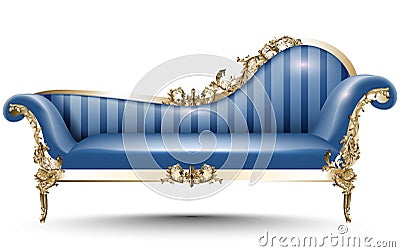 Baroque luxury bench. Rich Imperial style Furniture. Vector realistic 3D designs Vector Illustration