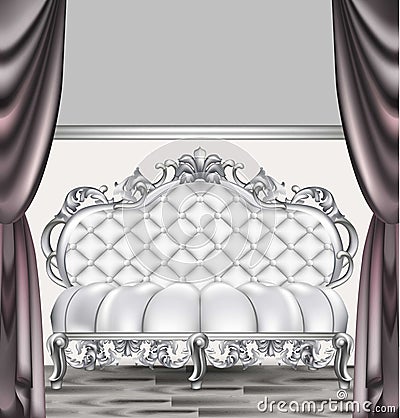 Baroque luxury sofa. Rich Imperial style Furniture. Vector realistic 3D designs Vector Illustration