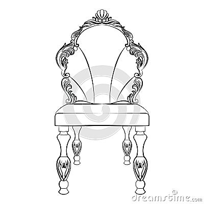 Baroque luxury style chair isolated Vector Illustration