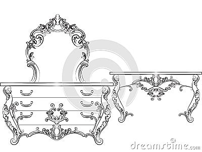 Baroque Luxury style furniture Vector Illustration