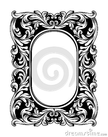 Baroque mirror frame. Vector Imperial decor design elements. Rich encarved ornaments line arts Vector Illustration