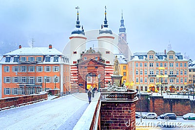 Baroque old town of Heidelberg, Germany, in winter Stock Photo