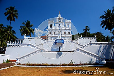 The Baroque Our Lady of he Immaculate Conception Church in Panjim Stock Photo