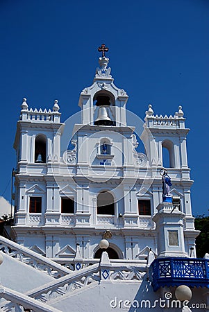 The Baroque Our Lady of he Immaculate Conception Church in Panjim Stock Photo