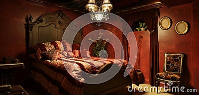 Baroque red bedroom Stock Photo