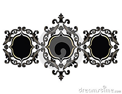 Baroque Rococo frame set decor Vector Illustration