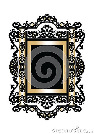 Baroque Rococo Mirror frame decor Vector Illustration