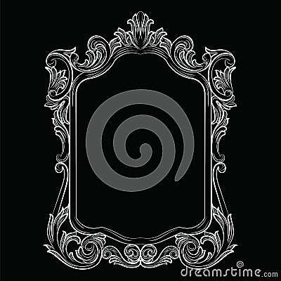 Baroque Rococo Mirror frame decor Vector Illustration