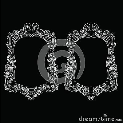 Baroque Rococo Mirror frame decor Vector Illustration