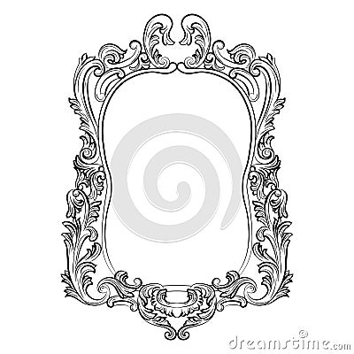 Baroque Rococo Mirror frame decor Vector Illustration