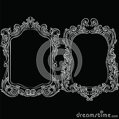 Baroque Rococo Mirror frame decor Vector Illustration