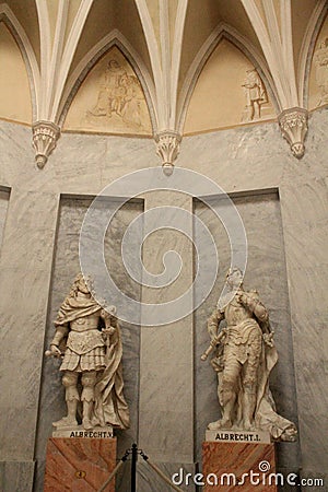 Baroque sculptures - interior of Franzensburg castle in Austria Editorial Stock Photo