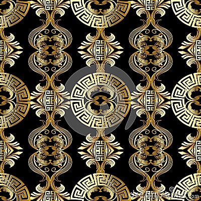 Baroque seamless pattern. Greek vector background. Vintage gold Vector Illustration