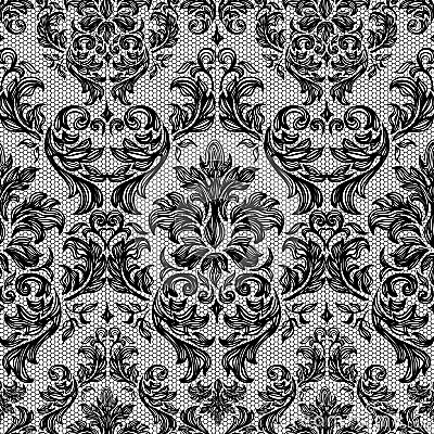 Baroque seamless vintage lace background Vector Illustration