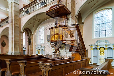 Baroque style church interior view Stock Photo