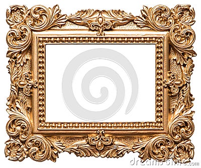 Baroque style golden picture frame. Vintage art object Stock Photo