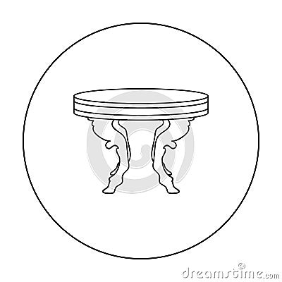 Baroque table icon in outline style isolated on white background. Furniture and home interior symbol stock vector Vector Illustration