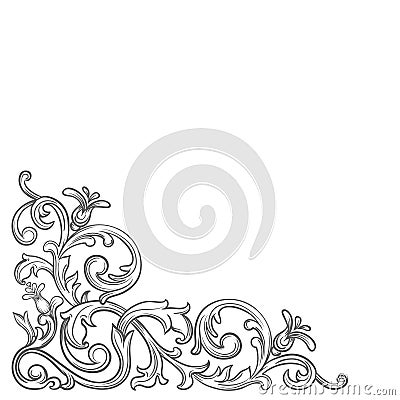 Baroque vintage corner. Vector Illustration