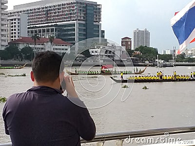 Thai man take a photo to the Royal Baeque Coronation Editorial Stock Photo