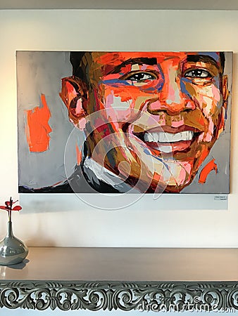 Barrack Obama Portrait Painting Editorial Stock Photo