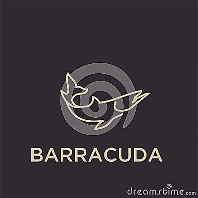 Barracuda fish logo icon designs illustration Cartoon Illustration