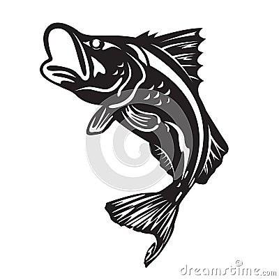 The Barramundi fish jump vector art design Vector Illustration