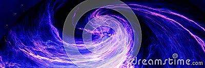 Barred Spiral Galaxy Spinning in Space Flying Through Stars.Whirlpool galaxy spiral gravitational forces. 3D rendering Stock Photo