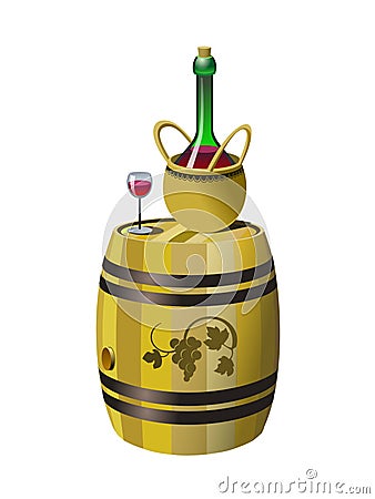 Barrel and bottle of red wine Stock Photo