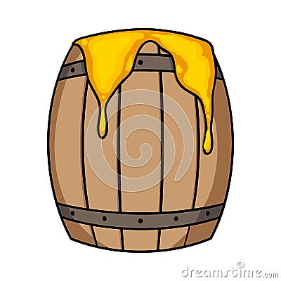 Barrel of honey icon in cartoon style isolated on white background. Apairy symbol stock vector illustration Vector Illustration