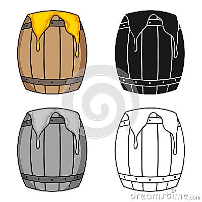 Barrel of honey icon in cartoon style isolated on white background. Apairy symbol stock vector illustration Vector Illustration