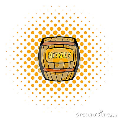 Barrel with honey icon, comics style Vector Illustration