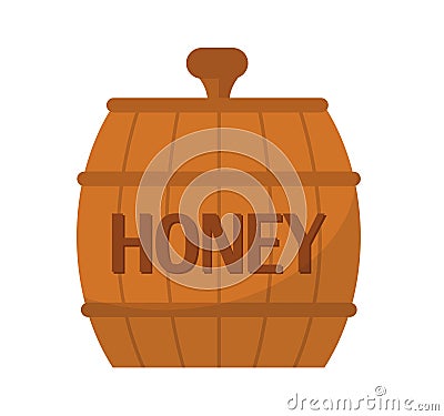 Barrel of honey icon, flat style. Isolated on white background. Vector illustration, clip-art. Vector Illustration