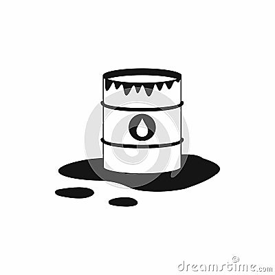 Barrel and oil spill icon icon, simple style Stock Photo