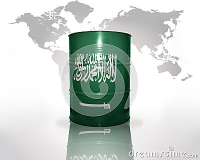 Barrel with saudi arabia flag Stock Photo