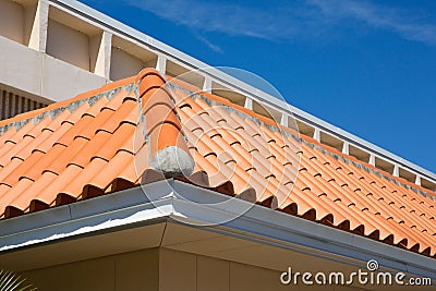 Barrel Tile Roof Detail Stock Photo